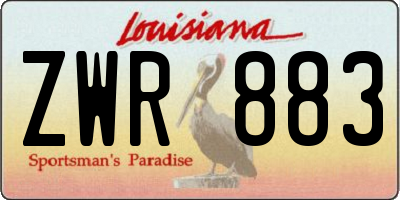 LA license plate ZWR883