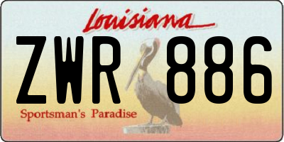 LA license plate ZWR886