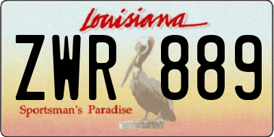 LA license plate ZWR889