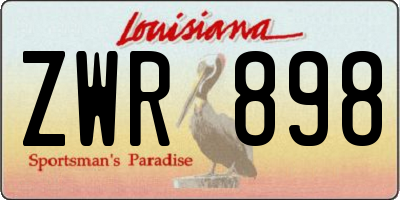 LA license plate ZWR898