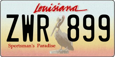 LA license plate ZWR899