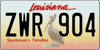 LA license plate ZWR904