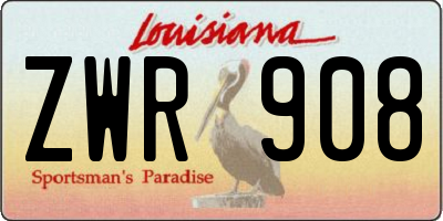 LA license plate ZWR908