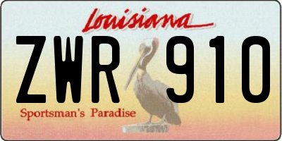 LA license plate ZWR910