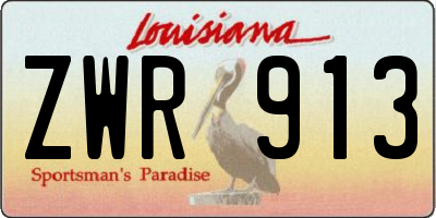 LA license plate ZWR913