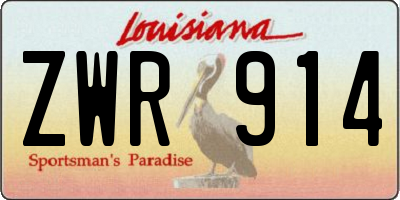 LA license plate ZWR914