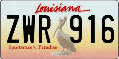 LA license plate ZWR916
