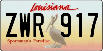 LA license plate ZWR917