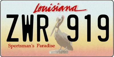 LA license plate ZWR919