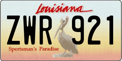 LA license plate ZWR921