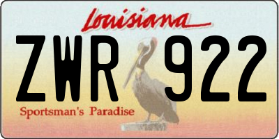 LA license plate ZWR922