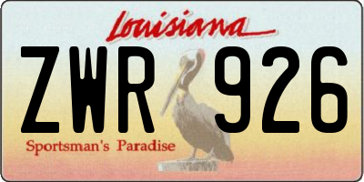 LA license plate ZWR926