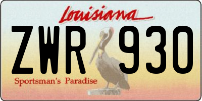 LA license plate ZWR930