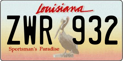 LA license plate ZWR932