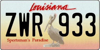 LA license plate ZWR933