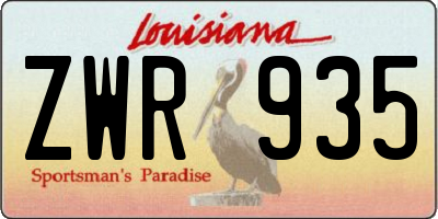 LA license plate ZWR935