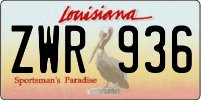 LA license plate ZWR936