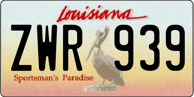 LA license plate ZWR939