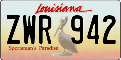 LA license plate ZWR942