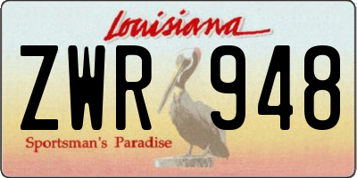LA license plate ZWR948