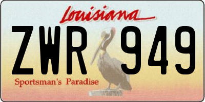 LA license plate ZWR949