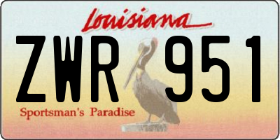 LA license plate ZWR951