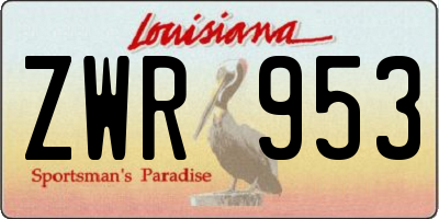 LA license plate ZWR953