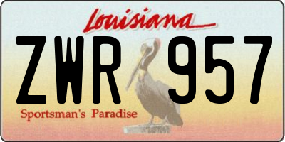 LA license plate ZWR957