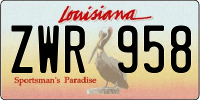 LA license plate ZWR958