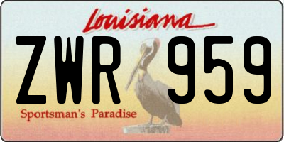 LA license plate ZWR959