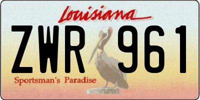 LA license plate ZWR961