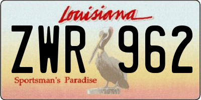 LA license plate ZWR962