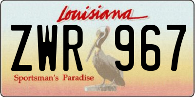 LA license plate ZWR967