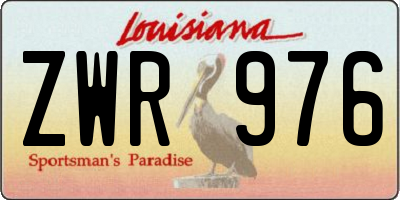 LA license plate ZWR976