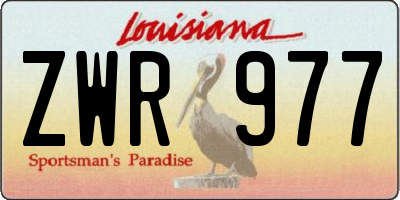 LA license plate ZWR977