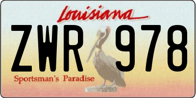 LA license plate ZWR978