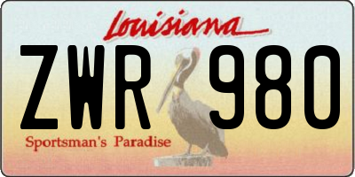 LA license plate ZWR980