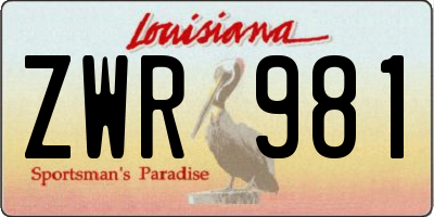 LA license plate ZWR981