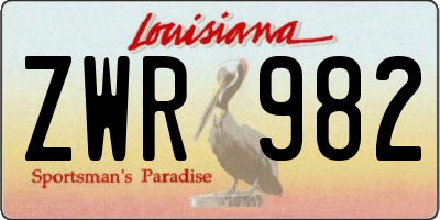 LA license plate ZWR982
