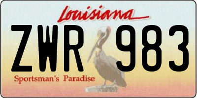 LA license plate ZWR983