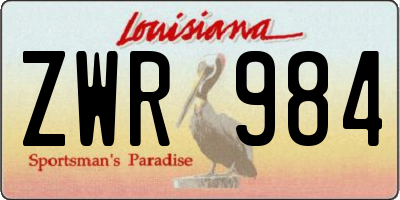 LA license plate ZWR984