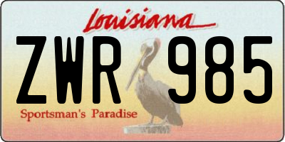 LA license plate ZWR985