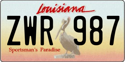 LA license plate ZWR987
