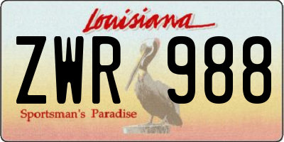 LA license plate ZWR988