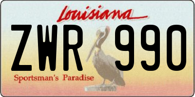 LA license plate ZWR990