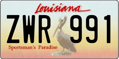 LA license plate ZWR991