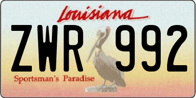 LA license plate ZWR992