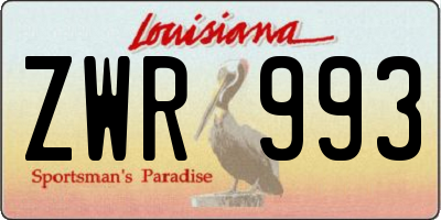 LA license plate ZWR993