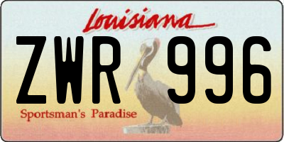 LA license plate ZWR996