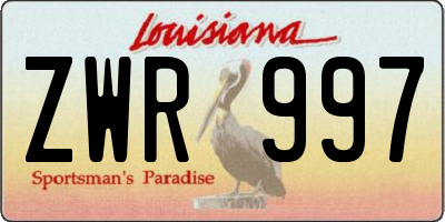 LA license plate ZWR997